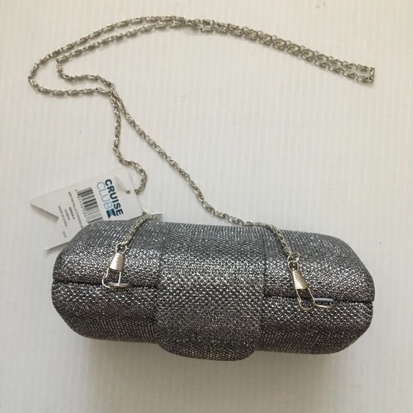 Cruise Club NWT Mini Metallic Chain CrossBody Evening Hard Shell Bag Purse - Picture 5 of 11